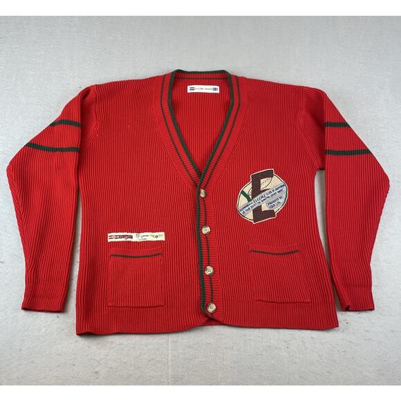 Vintage Elleme Sport Varsity Womens Sz M Cardigan Sweater Red - Picture 1 of 10